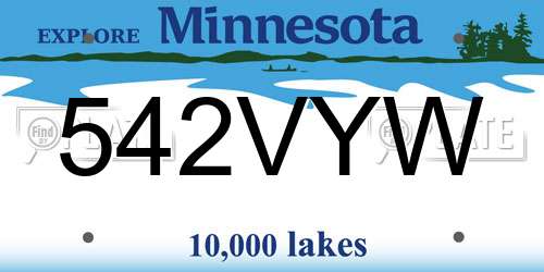 542VYW Minnesota License Plate