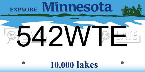 542WTE Minnesota License Plate