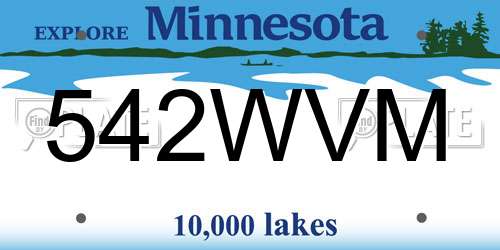 542WVM Minnesota License Plate
