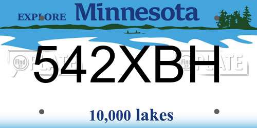 542XBH Minnesota License Plate
