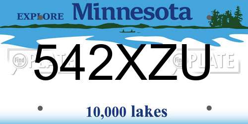 542XZU Minnesota License Plate