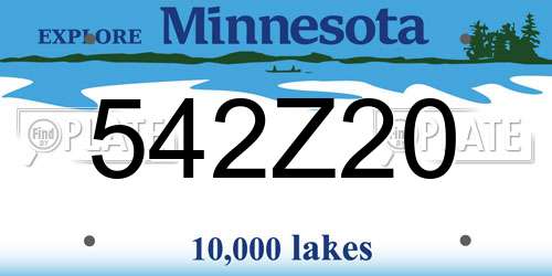 542Z20 Minnesota License Plate