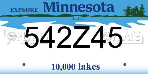 542Z45 Minnesota License Plate