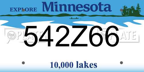 542Z66 Minnesota License Plate