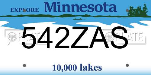 542ZAS Minnesota License Plate