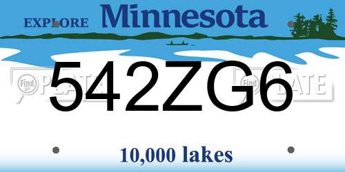 542ZG6 Minnesota License Plate