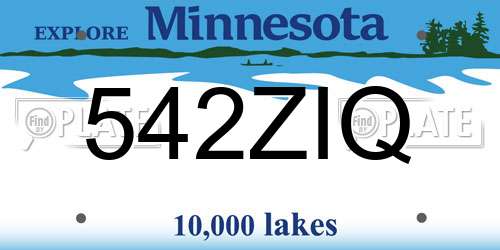 542ZIQ Minnesota License Plate