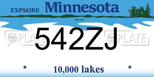 542ZJ Minnesota License Plate