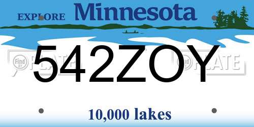 542ZOY Minnesota License Plate