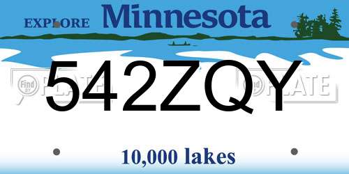 542ZQY Minnesota License Plate