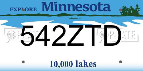 542ZTD Minnesota License Plate
