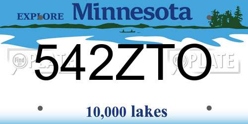 542ZTO Minnesota License Plate