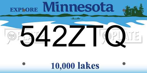 542ZTQ Minnesota License Plate