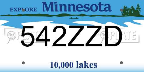 542ZZD Minnesota License Plate