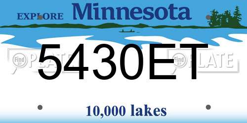 5430ET Minnesota License Plate