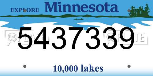 5437339 Minnesota License Plate