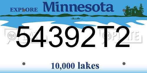54392T2 Minnesota License Plate