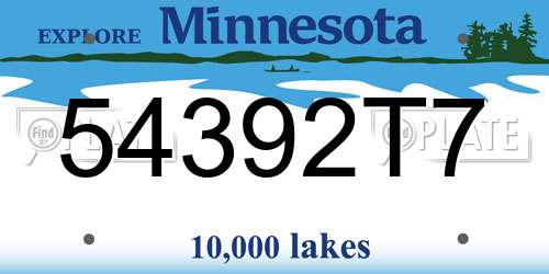 54392T7 Minnesota License Plate