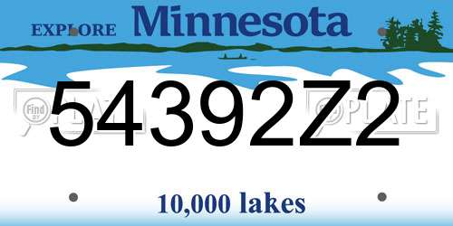 54392Z2 Minnesota License Plate