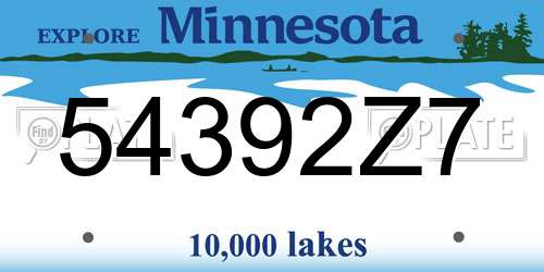 54392Z7 Minnesota License Plate
