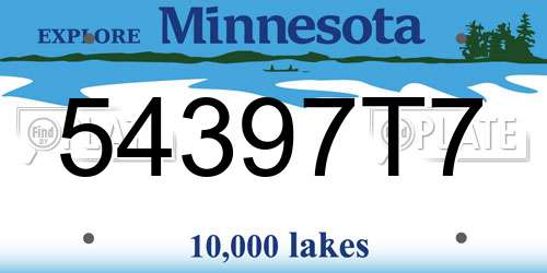 54397T7 Minnesota License Plate