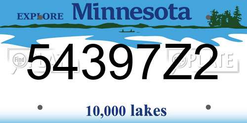 54397Z2 Minnesota License Plate