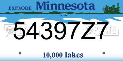54397Z7 Minnesota License Plate
