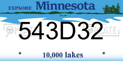 543D32 Minnesota License Plate