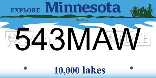 543MAW Minnesota License Plate