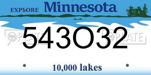 543O32 Minnesota License Plate