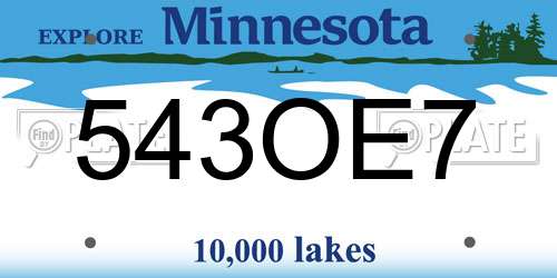 543OE7 Minnesota License Plate