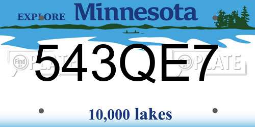 543QE7 Minnesota License Plate