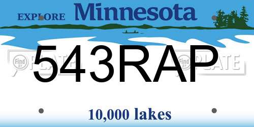 543RAP Minnesota License Plate