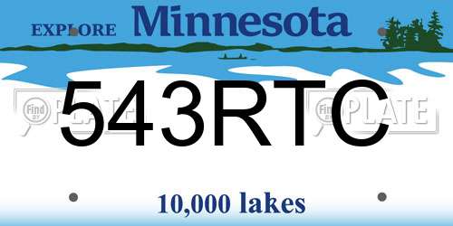 543RTC Minnesota License Plate