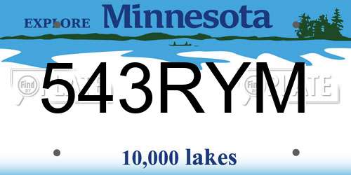 543RYM Minnesota License Plate