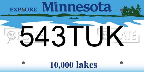 543TUK Minnesota License Plate