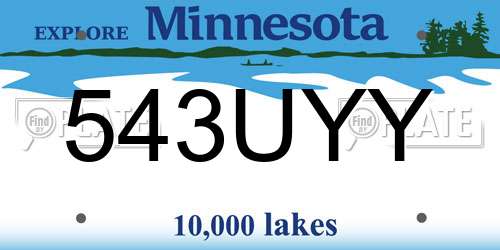 543UYY Minnesota License Plate