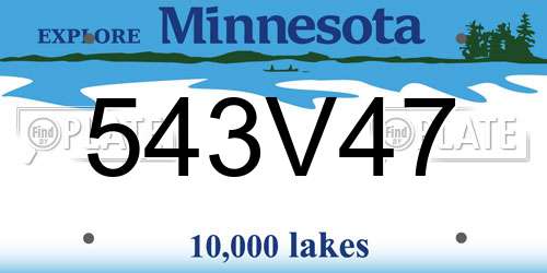 543V47 Minnesota License Plate