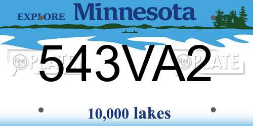 543VA2 Minnesota License Plate