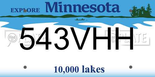 543VHH Minnesota License Plate