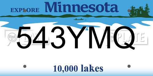 543YMQ Minnesota License Plate