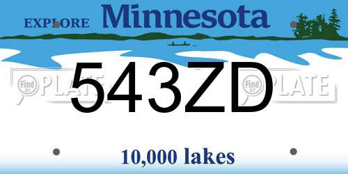 543ZD Minnesota License Plate