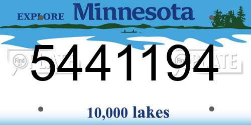 5441194 Minnesota License Plate