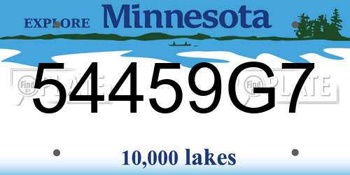 54459G7 Minnesota License Plate