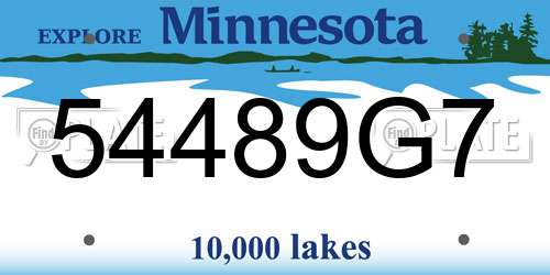 54489G7 Minnesota License Plate