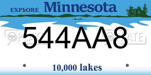 544AA8 Minnesota License Plate