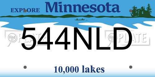 544NLD Minnesota License Plate