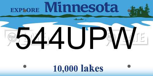 544UPW Minnesota License Plate