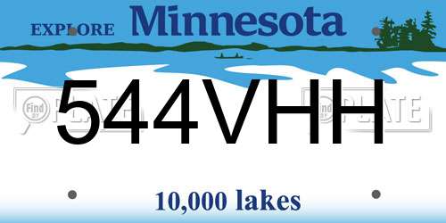 544VHH Minnesota License Plate