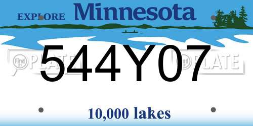 544Y07 Minnesota License Plate